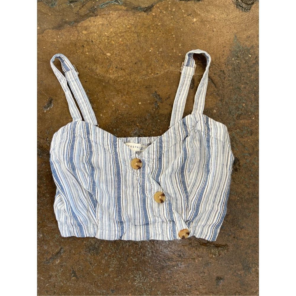 Blue and White Stripped Crop Top